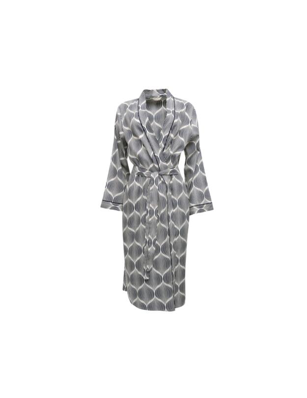 Cyberjammies Nicole Long Dressing Gown Cream Geo Print
