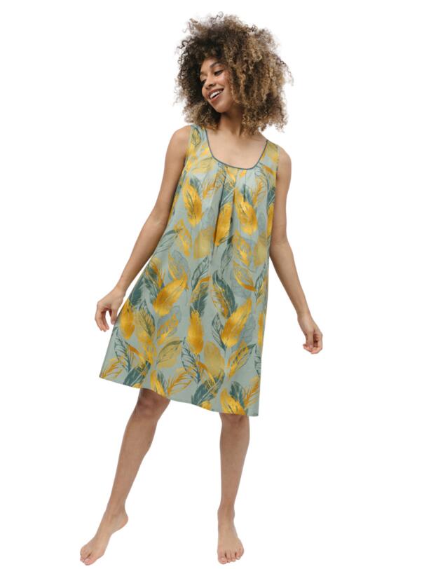 Cyberjammies Hannah Chemise Sage Green Leaf Print
