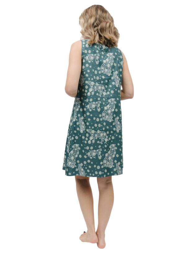 Cyberjammies Hannah Chemise Green Leopard Print