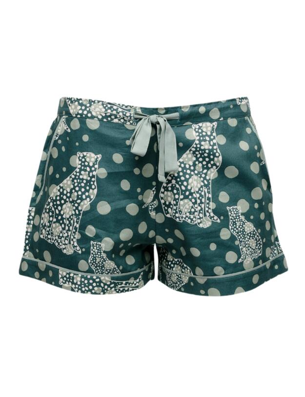 Cyberjammies Hannah Pyjama Shorts Green Leopard Print