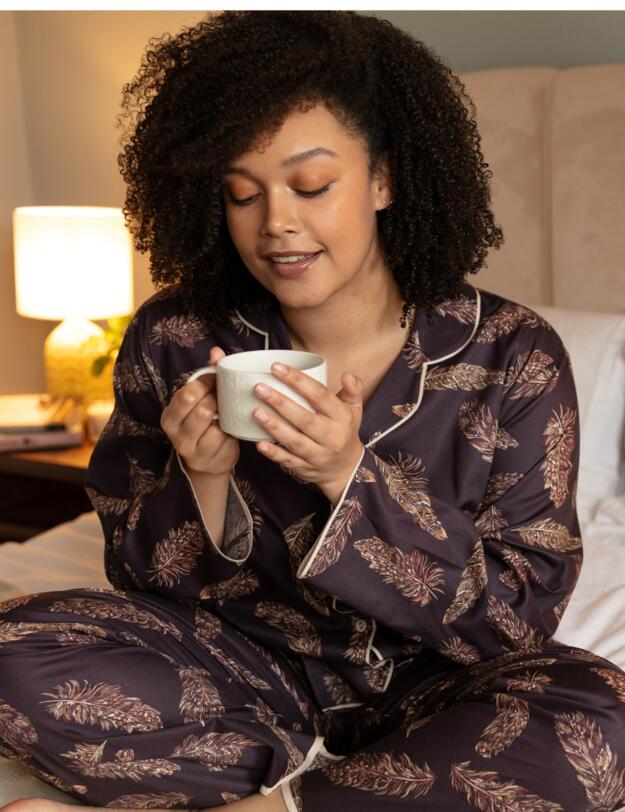 Cyberjammies Lana Pyjama Top Brown Feather