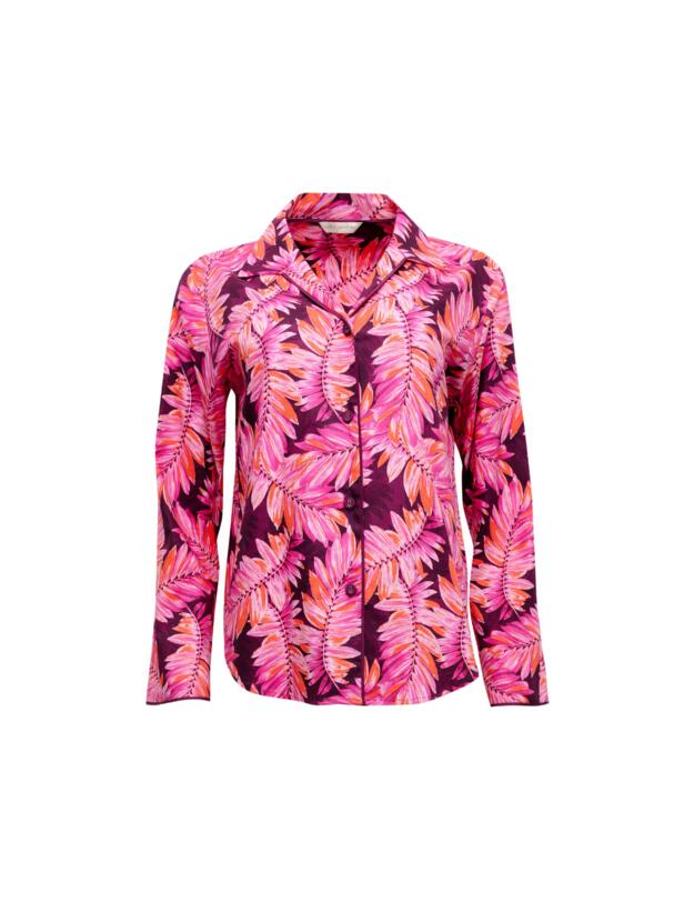 Cyberjammies Carina Pyjama Top Magenta Palm Leaf Print