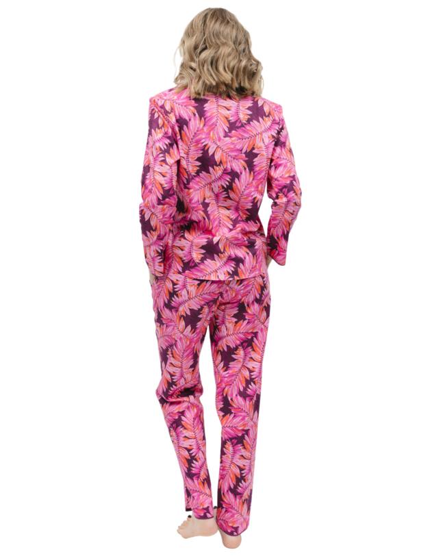 Cyberjammies Carina Pyjama Top Magenta Palm Leaf Print