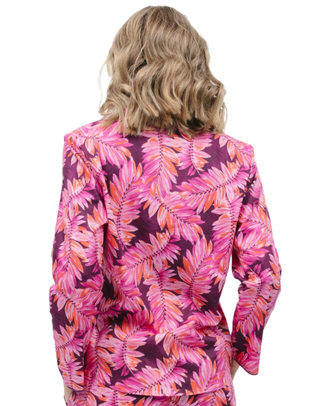 Cyberjammies Carina Pyjama Top Magenta Palm Leaf Print