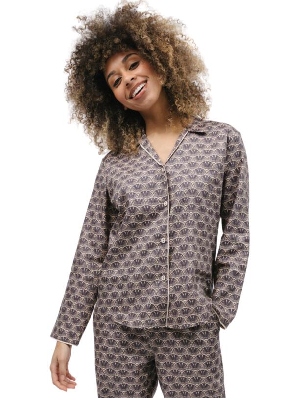  Cyberjammies Lana Pyjama Top Brown Geo Print