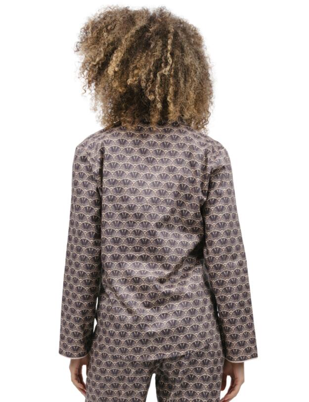  Cyberjammies Lana Pyjama Top Brown Geo Print