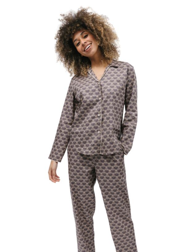 Cyberjammies Lana Pyjama Top Brown Geo Print