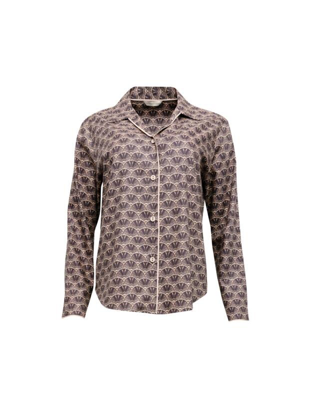  Cyberjammies Lana Pyjama Top Brown Geo Print