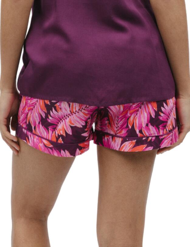 Cyberjammies Carina Pyjama Shorts Magenta Palm Leaf Print