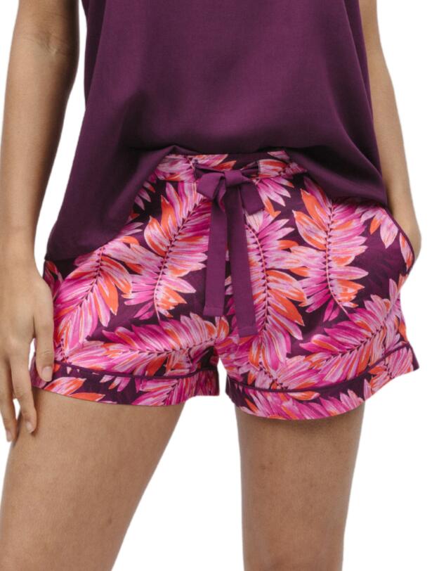 Cyberjammies Carina Pyjama Shorts Magenta Palm Leaf Print