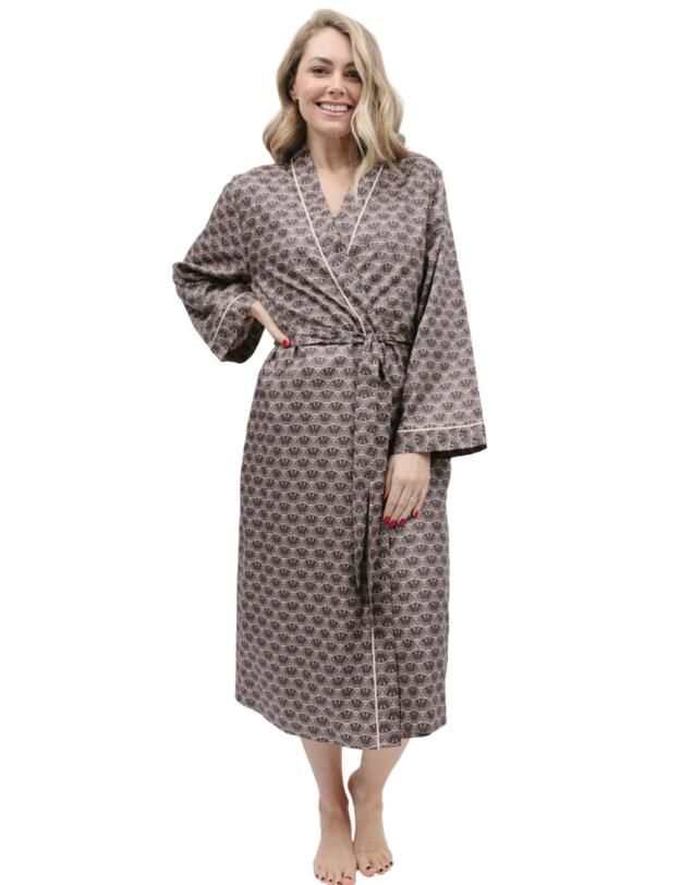  Cyberjammies Lana Long Dressing Gown  Brown Geo Print 
