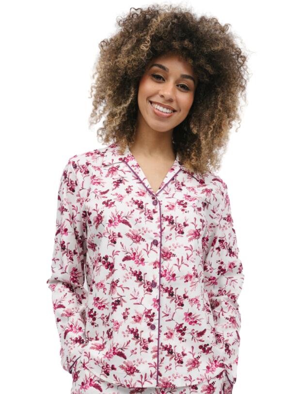 Cyberjammies Eve Pyjama Top Cream Berry Print 