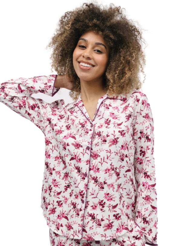 Cyberjammies Eve Pyjama Top Cream Berry Print 
