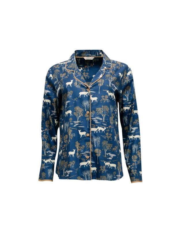 Cyberjammies Fawn Pyjama Top Blue Woodland Print