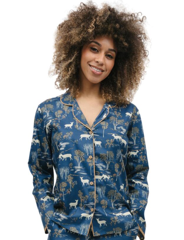 Cyberjammies Fawn Pyjama Top Blue Woodland Print