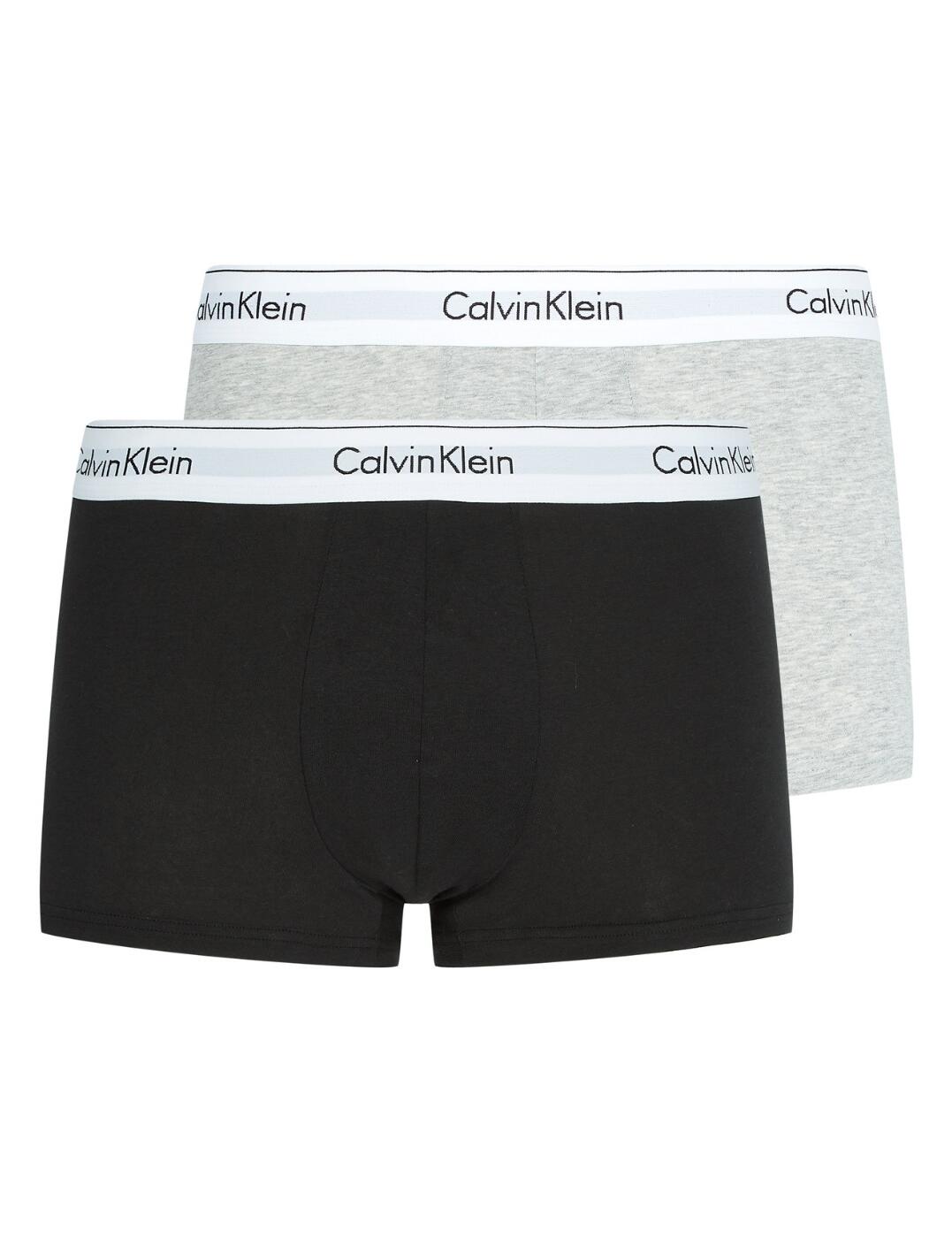 Calvin Klein Mens Modern Cotton Trunk Briefs 2 Pack Heather Grey/Black