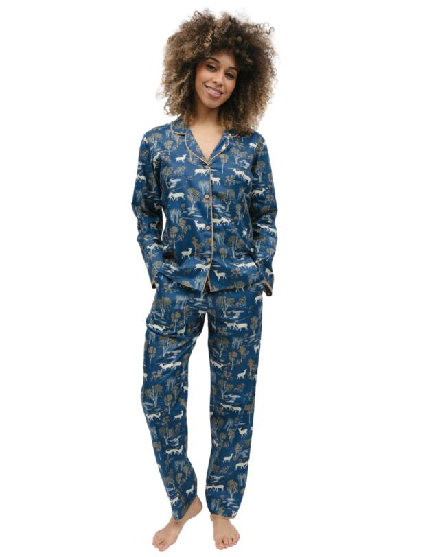 Cyberjammies Fawn Pyjama Pants Blue Woodland Print