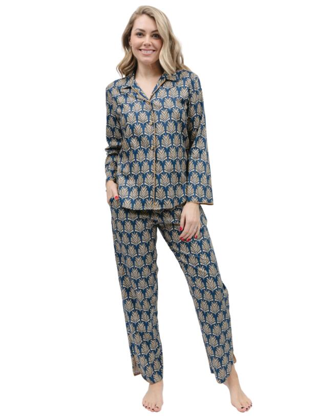 Cyberjammies Fawn Pyjama Pants  Blue Pinecone Geo Print