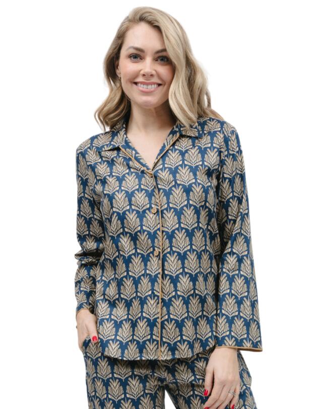 Cyberjammies Fawn Pyjama Top  Blue Pinecone Geo Print