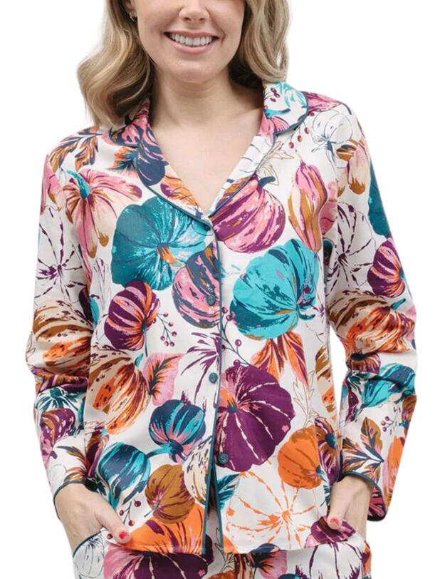 Cyberjammies Maple Pyjama Top Cream Pumpkin Print