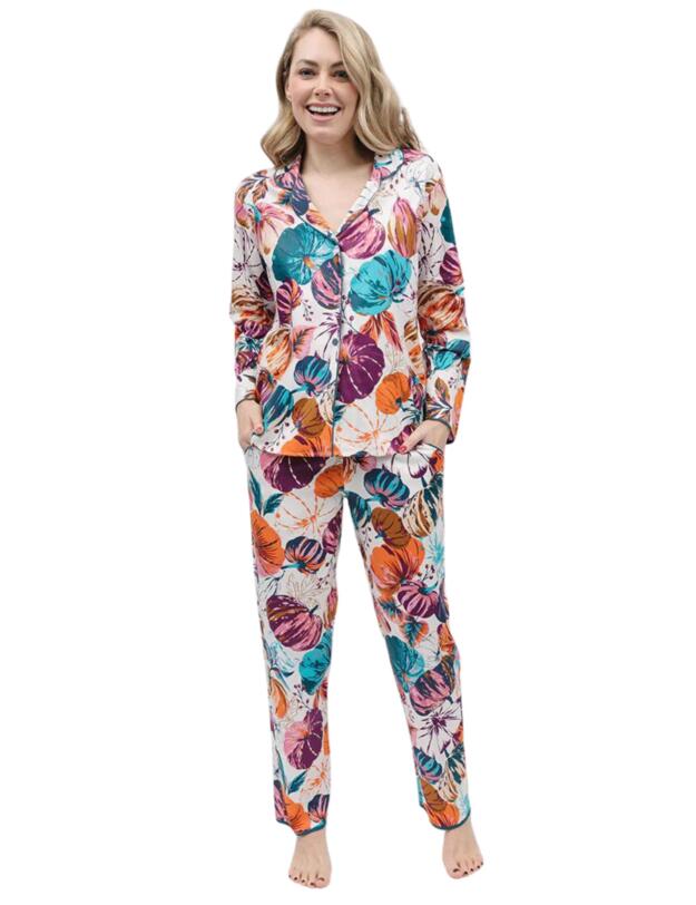 Cyberjammies Maple Pyjama Top Cream Pumpkin Print