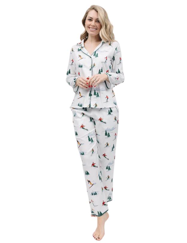 Cyberjammies Whistler Pyjama Bottoms White Ski Print