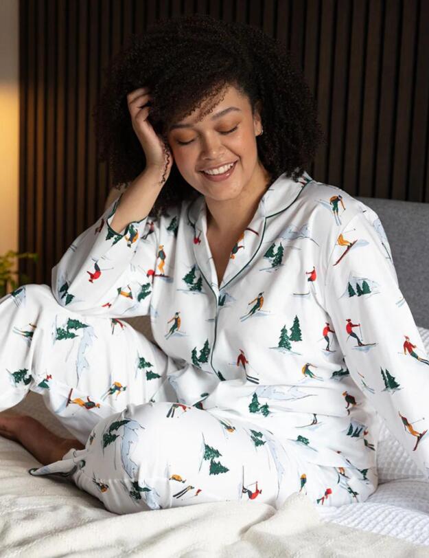 Cyberjammies Whistler Pyjama Bottoms White Ski Print