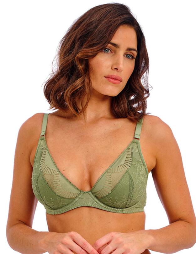 Wacoal Sensu Lace Underwired Plunge Bra Silk Green