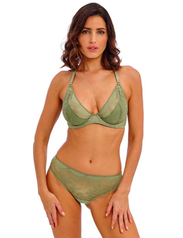 Wacoal Sensu Lace Underwired Plunge Bra Silk Green