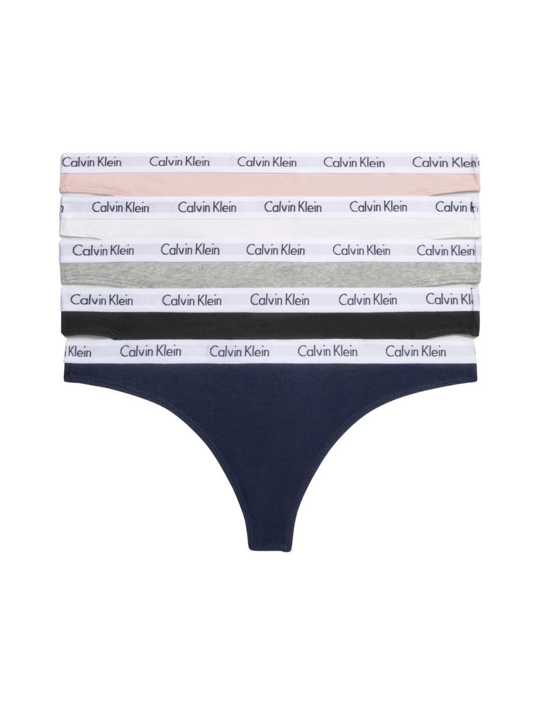 Calvin Klein Carousel Thongs 5 Pack Black/White /Grey Heather/Nymphs Thigh/Shoreline 