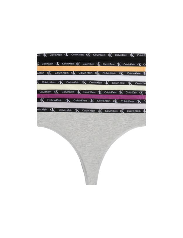 Calvin Klein Thongs 7 Pack Black/Grey Heather/White/Purple/Lime Green/Grey/Cadmium Orange