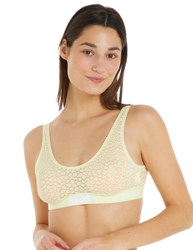Calvin Klein Animal Lace Unlined Bralette Celery Sprig
