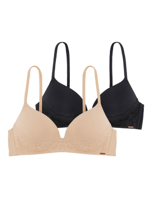 Dorina Fili Lace 2 Pack Soft Cup Bras Beige/Black