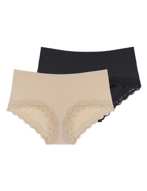  Dorina Evie 2 Pack Midi Briefs Beige/Black