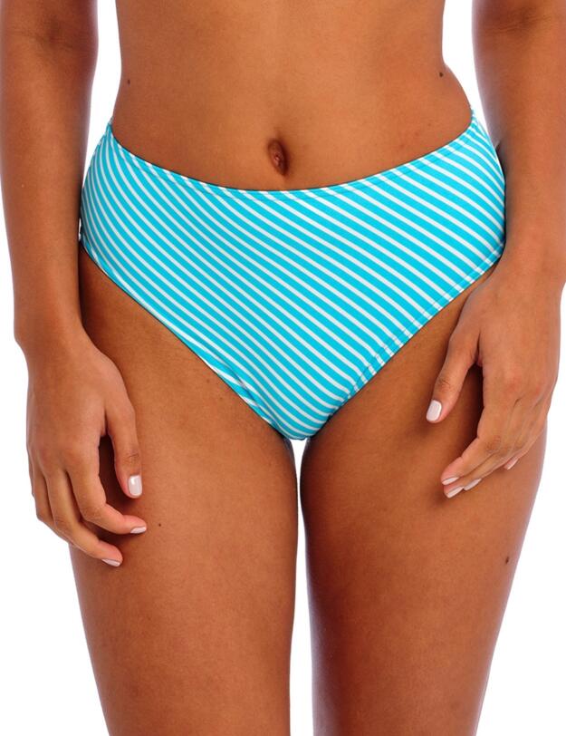 Freya Jewel Cove High Waisted Bikini Brief Stripe Turquoise