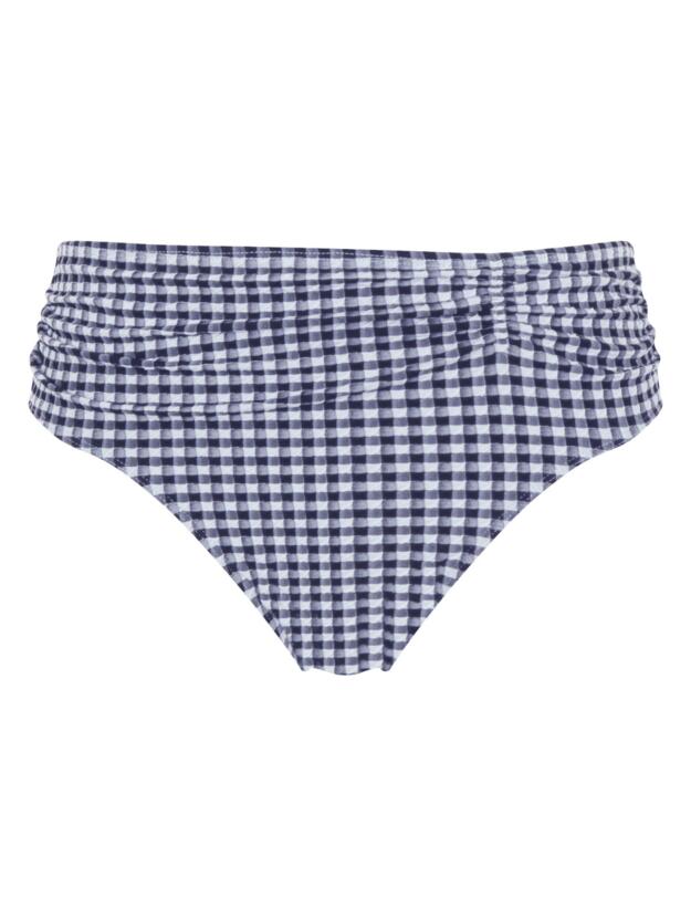 Panache Gingham Midi Bikini Brief Navy Gingham 