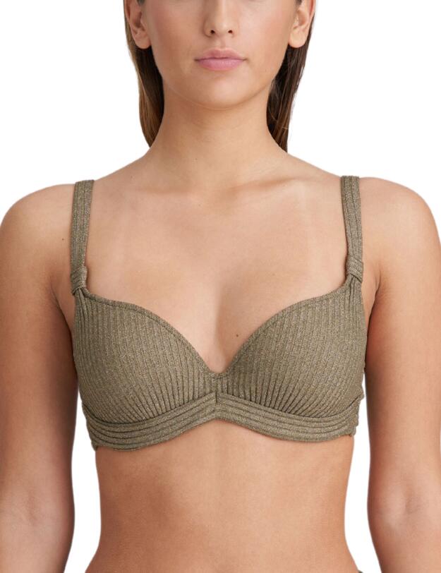 Marie Jo Tinjis Padded Plunge Bikini Top Golden Olive