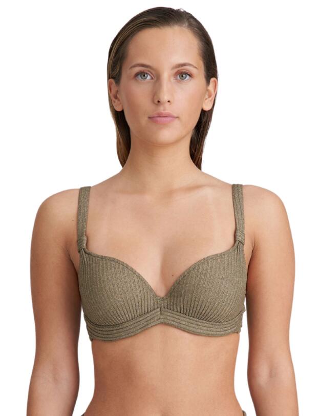 Marie Jo Tinjis Padded Plunge Bikini Top Golden Olive