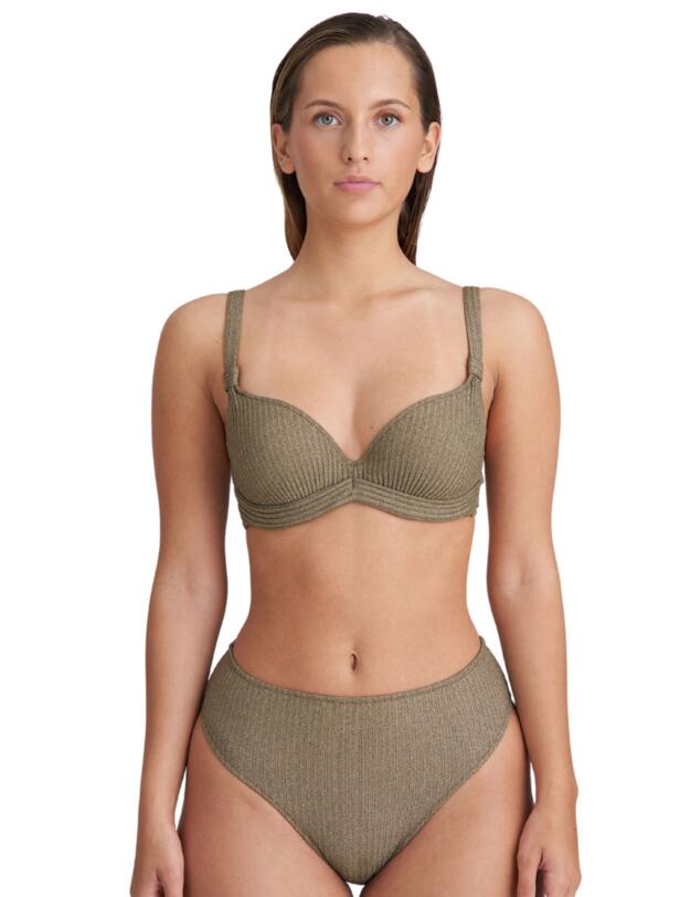 Marie Jo Tinjis Padded Plunge Bikini Top Golden Olive