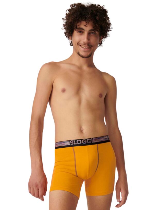Sloggi Mens Go ABC Short 2 Pack Orange Black Combination
