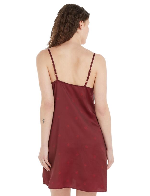 Tommy Hilfiger Satin Nightdress Critter Monogram Deep Rouge