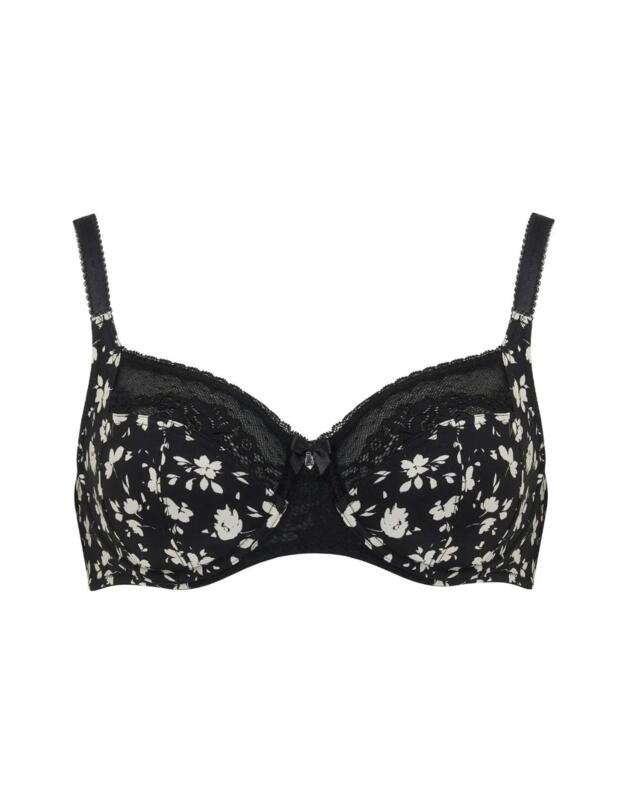 Pour Moi Aura Side Support Bra Black Floral