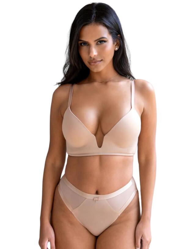  Pour Moi Definitions Plunge Push Up Multi Bra Sand 