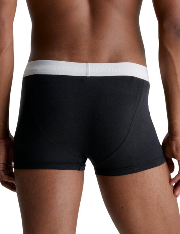 Calvin Klein Mens Cotton Stretch Low Rise Trunks 3 Pack Black/Black, Black/Grey, Black/Blue