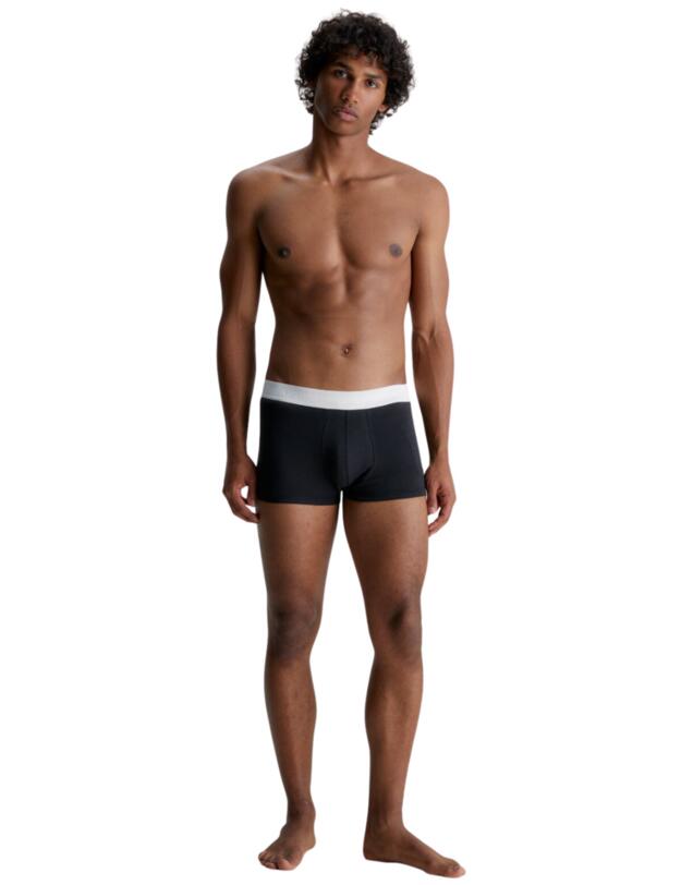 Calvin Klein Mens Cotton Stretch Low Rise Trunks 3 Pack Black/Black, Black/Grey, Black/Blue