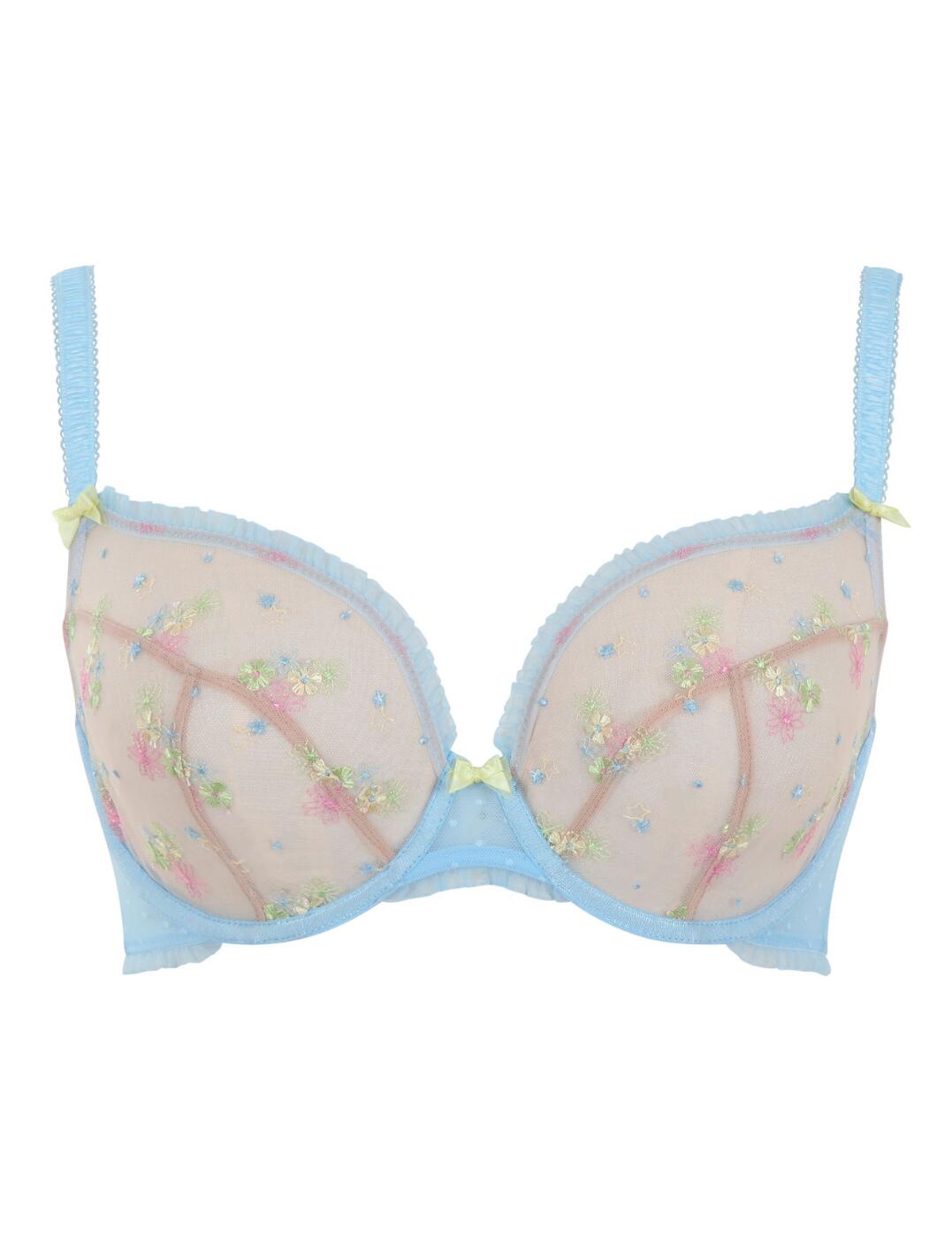 Cleo by Panache Astrid Plunge Bra Underwired Sexy Sheer Bras 10936 Pale Blue