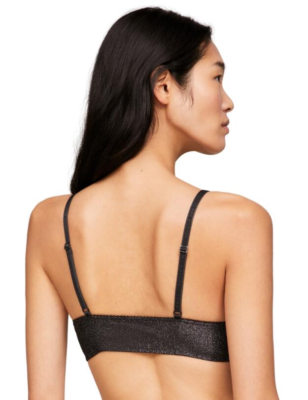 Tommy Hilfiger Logo Lace Triangle Bralette Black