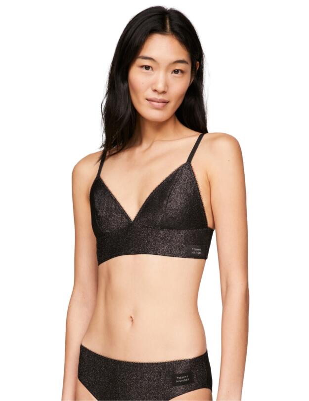 Tommy Hilfiger Logo Lace Triangle Bralette Black