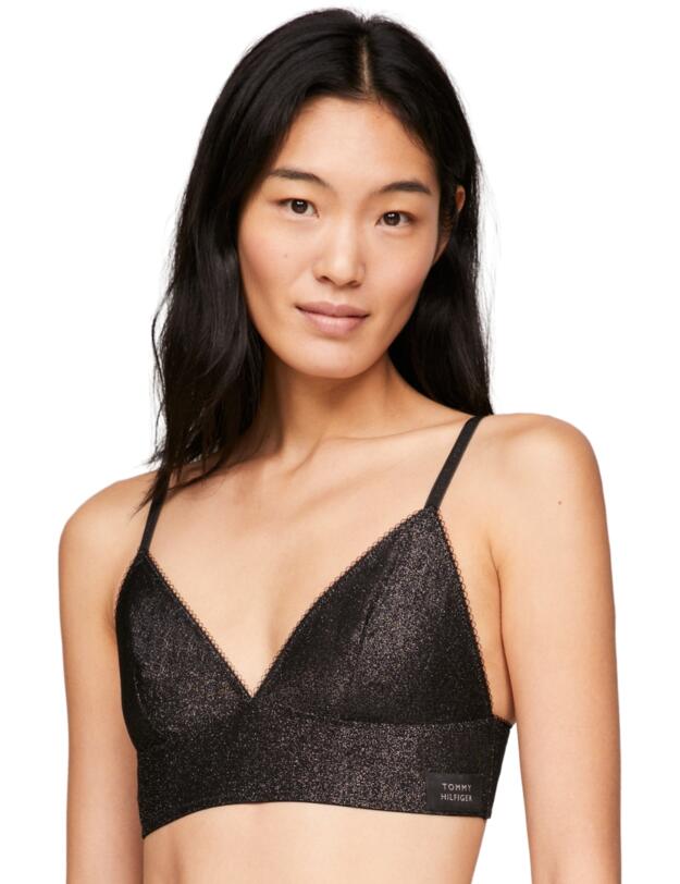 Tommy Hilfiger Logo Lace Triangle Bralette Black