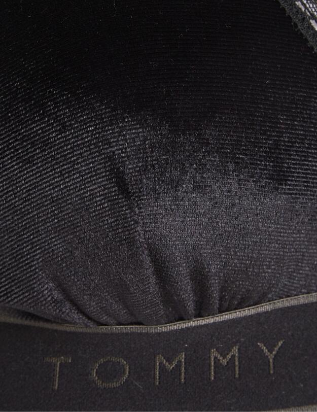 Tommy Hilfiger Lace Trim Velour Triangle Bralette Black